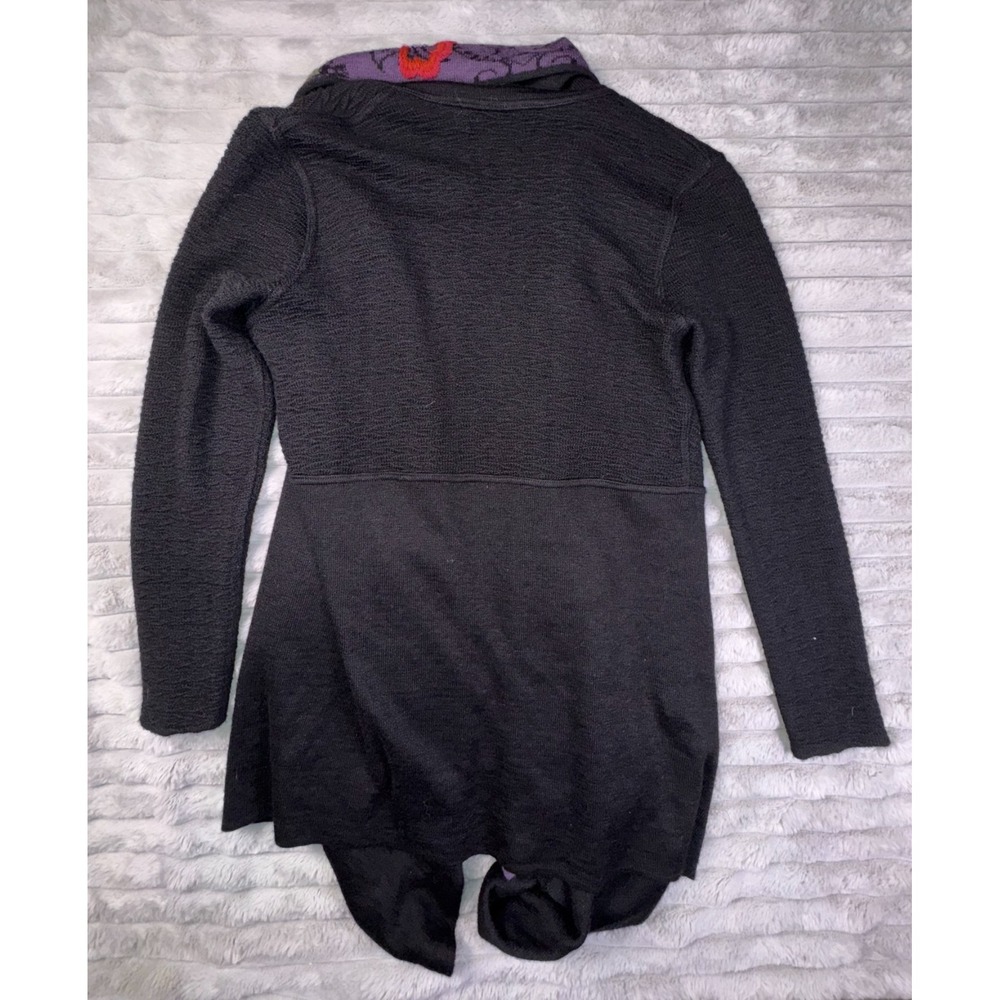 Peruvian‎ Link Alpaca Collection Sweater Womens Large Cardigan Black Floral Knit - Picture 3 of 11